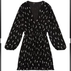 NWT Maje Bow-Print Georgette Mini Dress